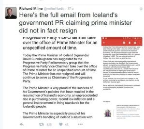IJsland premier niet afgetreden