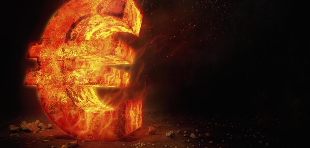 xRed hot burning metal euro sign
