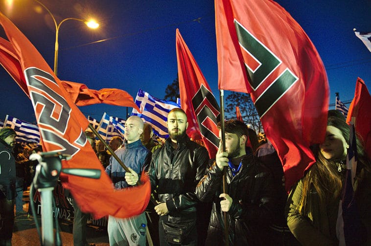 Golden Dawn members at rally in Athens 2015