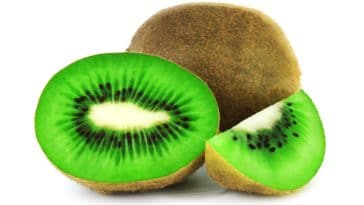 sliced green and brown fruit
