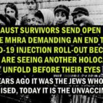 Holocaustoverlevenden waarschuwen dat ze voor hun ogen een nieuwe holocaust zien ontvouwen, stop met COVID-19 vaccin