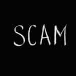 Scam Lettering Text on Black Background